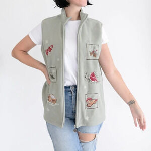 Vintage Tradition  Country Collection Sage Zip Up Sleeveless Vest with Holiday L